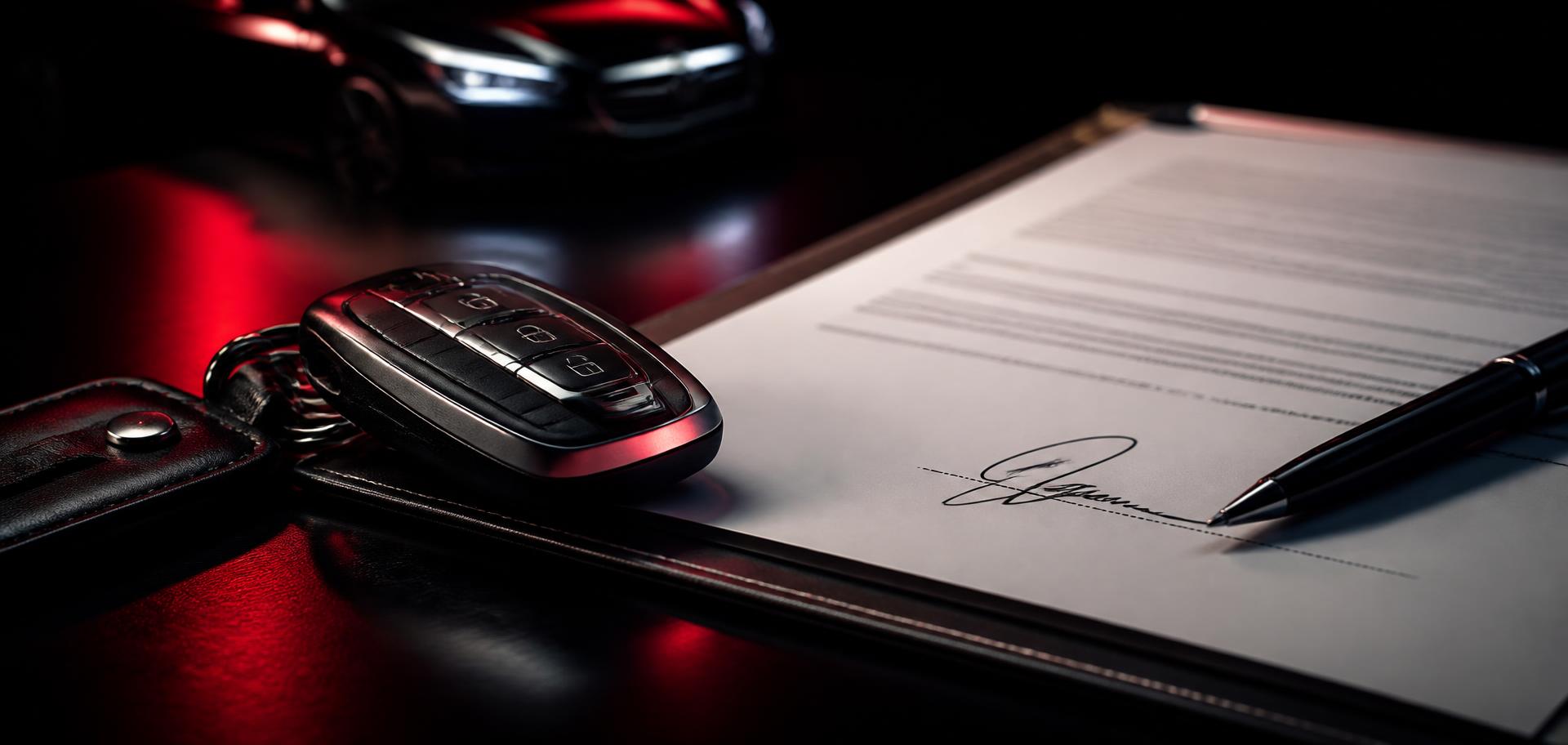 Car key resting on a signed rental agreement